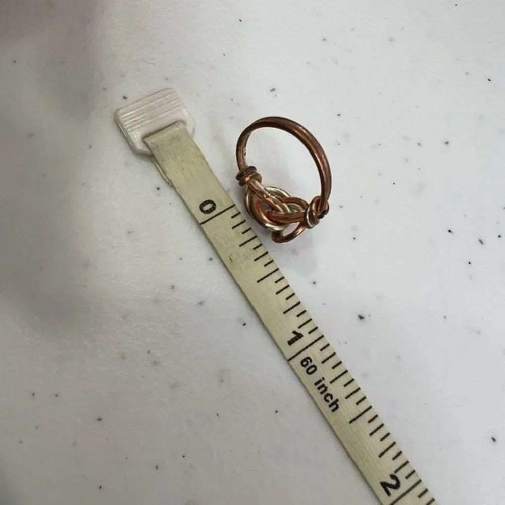 Wire Wrapped Ring Size 3 Copper Swirl Mixed Metal Small Twisted‎ Silver Tone